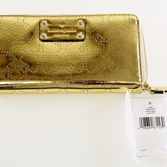 NEW KATE SPADE METRO SPADE NEDA ZIP WALLET IN GOLD - Picture 2 of 6